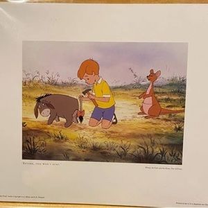 Disney  Winnie the Pooh - Christopher Robin Print " It's Not Going To Hurt "RARE
